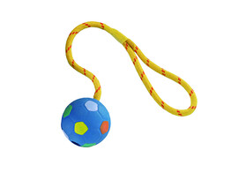 Rubber ball with rope   6 5 cm