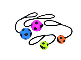 Foam rubber Football with rope   6 3 cm