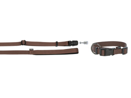 SetgoLeyGo Flat Collar Leash 25mmX40-65cm  2cmX1.4-2m brown