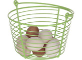 Eiermand van metaalgroen  O 21 cm x 15 5 cm