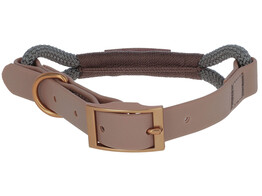 Halsband Monte Carlo  bruin/  grijs  8 mm x 30 - 40 cm