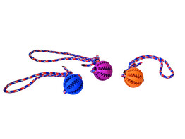 Dental rubber ball with rope   display 32 pcs.  ball  O 5 cm  rope  30 cm