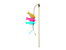 Rod fish felt with wood   pole  46 cm  strap   toy  90 cm