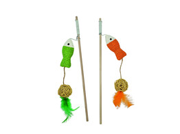 Rod with fish and ball sisal   Display 9 pcs  pole  40 cm  11   5 cm