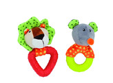 Plush lion and mouse  with TPR ring   display 18 pcs  12 15 cm