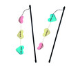 Rod with hearts  with catnip   Display 20 pcs  pole  50 cm  band with toy  60 cm