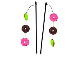 Rod with donuts  with catnip   Display 20 pcs  pole  50 cm  band with toy  60 cm