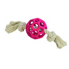 Rubber fence ball with rope   display 16 pcs  ball 7 cm  rope 25 cm